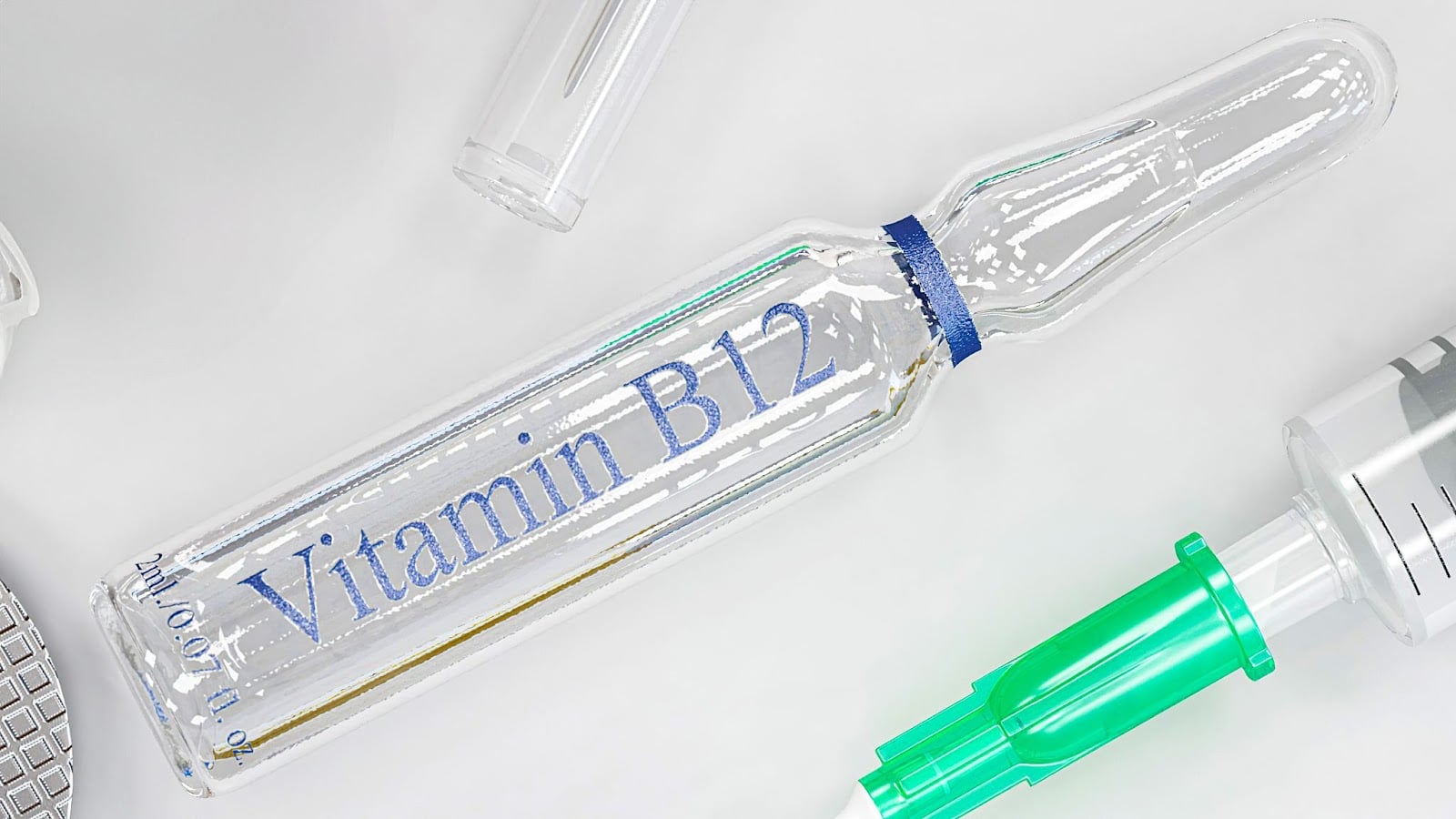 A collection of vitamin B12 injections and syringes, promoting energy boost and supporting metabolic health.