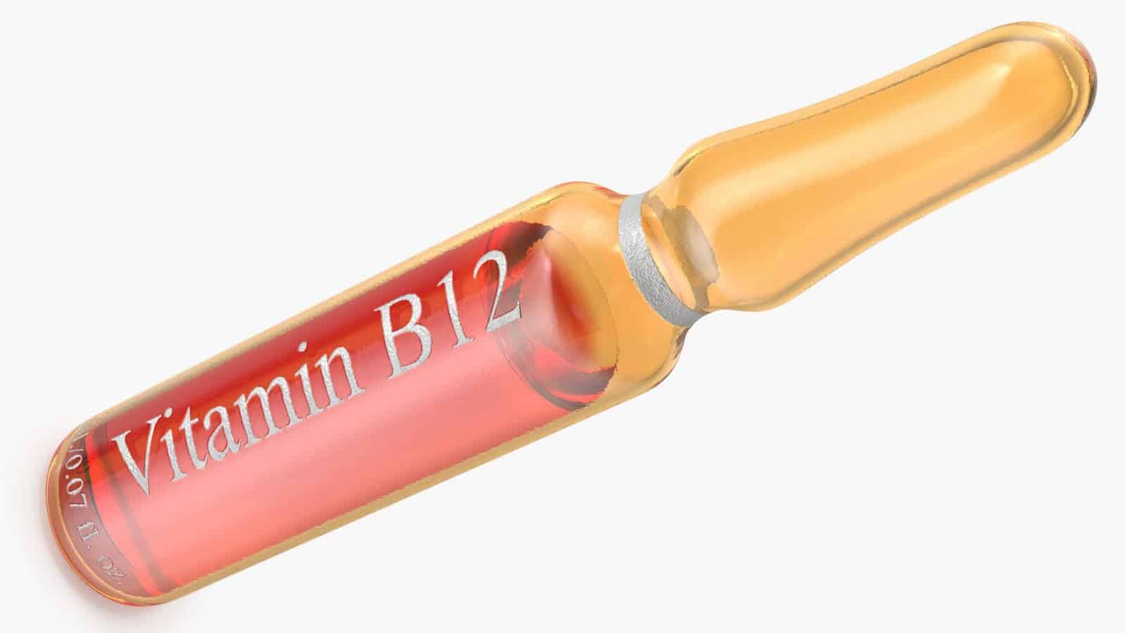 A vitamin B12 injection on a white background, symbolizing energy boost and support for metabolic health.